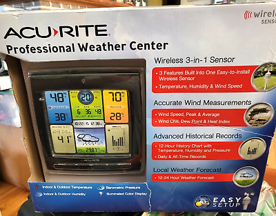 #ad Acurite Professional Weather Center Wireless 3 in 1 Sensor Easy Mount Station $150.00