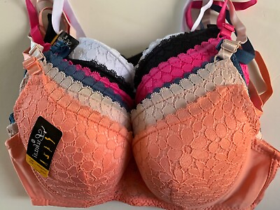 #ad New 6 pcs lot wire front lace multicolor light padded full cover demi bras $22.99