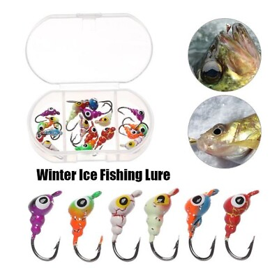 #ad Winter Ice Fishing Lure Ant Shaped Artificial Bait Jig Head Ice Fishing Hook Set $12.43