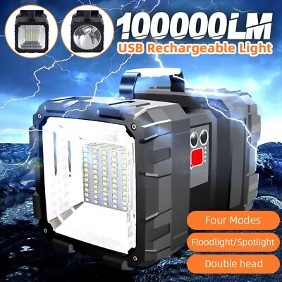 #ad USB Rechargeable Portable Super Bright LED Searchlight Handheld light Flashlight $30.99