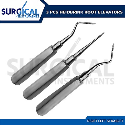 #ad 3 Pcs Heidbrink Root Tip Picks Elevator Right Left Straight Instruments German G $13.78