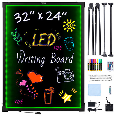 #ad VEVOR LED Message Writing Board 32quot;x24quot; Illuminated Erasable Lighted Chalkboard $42.99