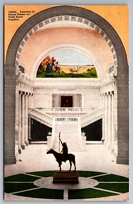 #ad Postcard Interior of Great Dome of Utah State Capital Salt Lake City F 14 $4.89