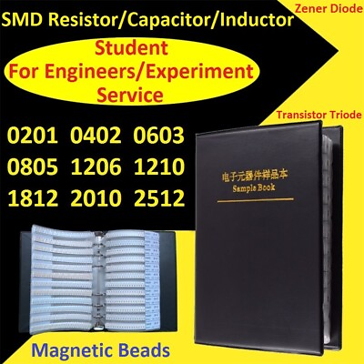 #ad SMD Resistors Capacitors Inductor Zener Diode Transistor Triode Samples Book Kit $17.87