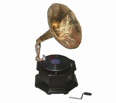 #ad New Big Gramophone Phonograph Brass Horn Vintage Look Nautical Home Decor @US $247.94