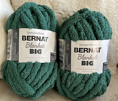#ad Bernat Blanket Big Yarn Jumbo Skien 7 10.5 OZ Chenille MALACHITE GREEN $16.99