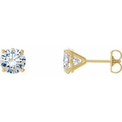 #ad 2.10 carat Round Diamond Studs 14k Yellow Gold Martini style Earrings $1174.99