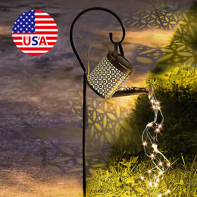#ad Solar Watering Can Lights Waterproof Hanging LED String Lights Garden Yard Decor $13.92