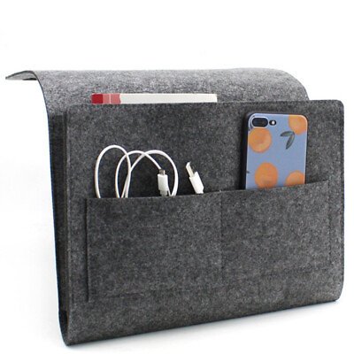 #ad Felt Hanging Organizer Bag Bedside Remote Holder Sofa Storage Bags $15.19