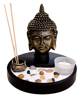 #ad Zen Garden Deluxe Desk Meditation Garden Includes Large Buddha Head Statue I... $21.88