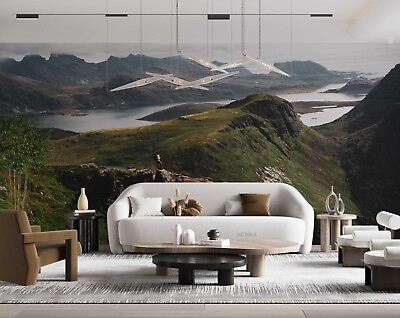 #ad 3D Mountain Grassland Sea Sky Self adhesive Removeable Wallpaper Wall Mural1 $49.99