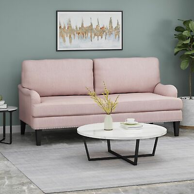 #ad Contemporary Fabric Upholstered Loveseat with Nailhead Trim $453.84
