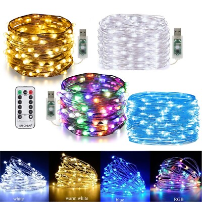 #ad 50 300LED Copper Wire Party USB Twinkle LED String Fairy Lights w Remote Party $11.29
