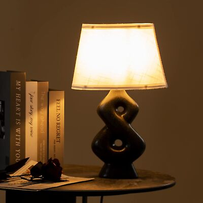 #ad Coosa 16quot; Ceramic Table lamp Retro Bedside Lamps with Black Figure of eight $30.64