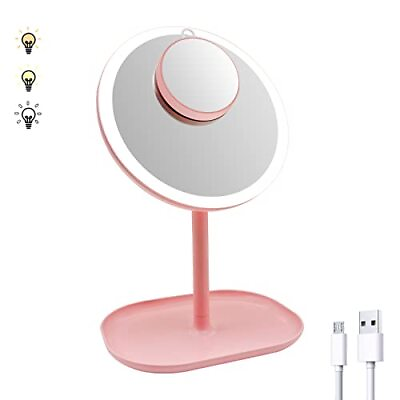 #ad Rechargeable Makeup Mirror with Lights Lighted Makeup Mirror with 10X Magnifi... $28.13