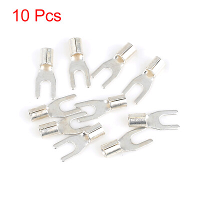 #ad 10pcs UT2.5 3 Fork Terminals Non Insulated Uninsulated Crimp Wire Connector $7.49