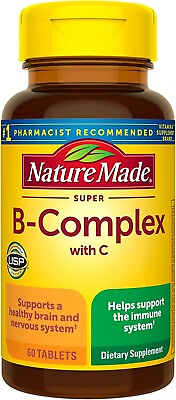 #ad SUPER B COMPLEX Vitamin C B1 B2 B3 B6 Folic Acid B12 Boost Energy Antioxidant $7.19