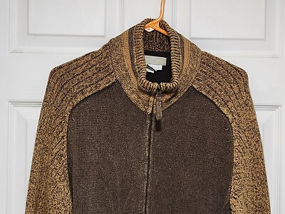 #ad The Territory Ahead Sweater Men Large Wool Blend Full Zip Brown Casual Shirt $34.99