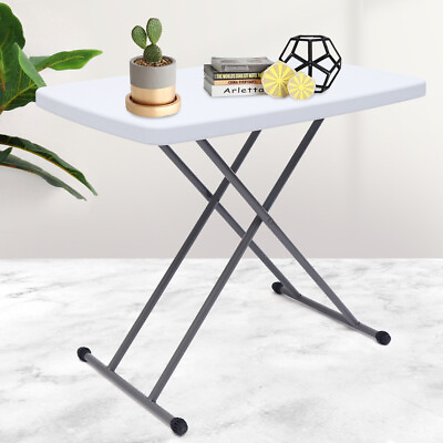 #ad Square 30x20 Plastic Folding Card Table Lifting Desk Height Adjustable White US $55.00