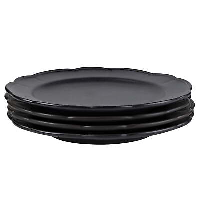 #ad Scallops Set of 4 Stoneware Dinner Plates Black $20.00