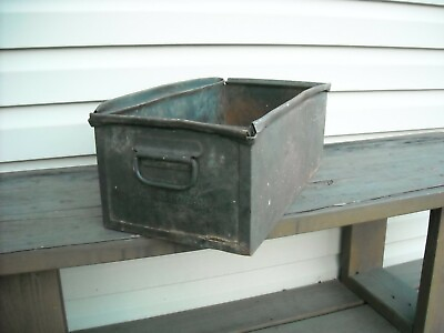 #ad Vintage Metal Parts Bin Stacking Storage Stacking Box Industrial Décor $39.99