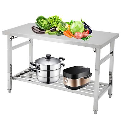 #ad 48Inch Commercial Heavy Duty Stainless Steel Work Folding Table with Undershelf $147.19
