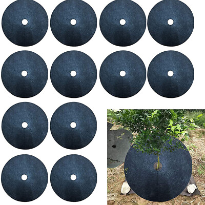 #ad 12PCS Weeding Cloth Protection Anti Grass Black Covering Ring Non Woven Fabric $7.16