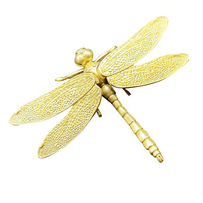 #ad Dragonfly Brass Figurine Statue Ornament Mini Garden Gold Insect Metal $11.40