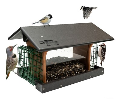 #ad 2 SUET amp; SEED POST MOUNT FEEDER 4 Season Covered Combo with Screen Floor USA $164.97