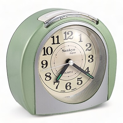 #ad SANKYO Japan battery operated Green Alarm Clock Japan VERY RARE AU $59.00