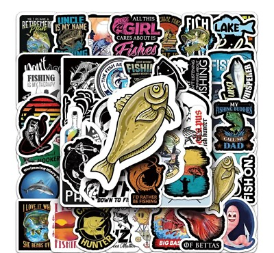 #ad 20 PCS Fish Fishing Fisherman Stickers BRAND NEW $5.25