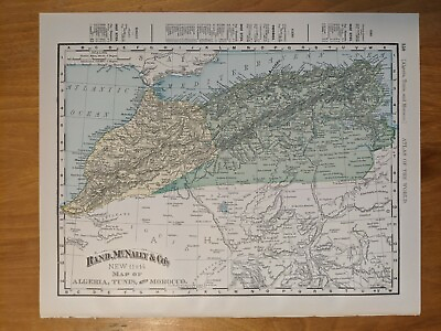 #ad Antique North Africa Map 1899 Atlas flipside Egypt multicolored $29.95