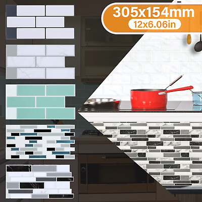#ad 10 100 pcs Tile Sticker Peel and Stick Self Adhesive Wall Sticker Kitchen Decal $64.99