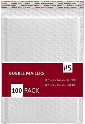 #ad 100 PC #5 10.5X16 Inches 100 Pack Inches Poly Bubble Mailers Shipping Padded Env $53.01
