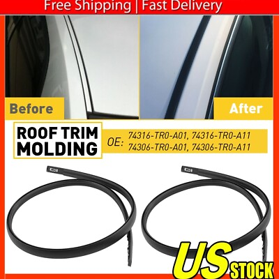 #ad Pair Black LeftRight Roof For 2012 15 Honda Trim Molding Kit Civic Sedan 4 Door $24.99