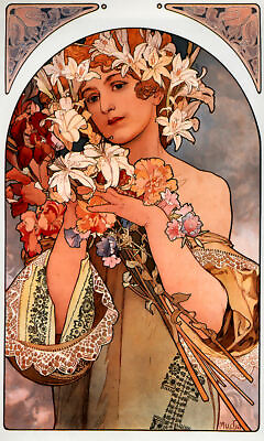 #ad ALPHONSE MUCHA The Flower Art Nouveau poster New fine art giclee print $5.99