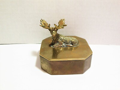 #ad MOOSE Brass Trinket Box Loyal Order of Moose Appreciation Award FREE SHIPPING $47.45