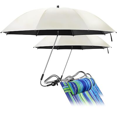 #ad 2 Piece Beach Umbrella Set Universal Clamp Adjustable Shade UV Protection $61.81