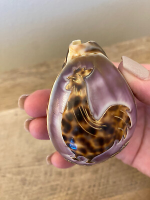#ad Hand Carved Tiger Cowrie Shell Rooster Asian Seashell Beach $12.00