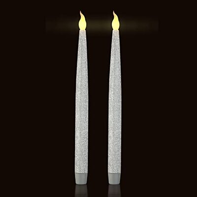 #ad Christmas Decor Silver LED Taper Candles Centerpieces Decoration Winter decor... $15.87
