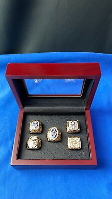 #ad Dallas Cowboys Set of 5 Gold Color Super Bowl Rings With Wooden Display Box $59.99