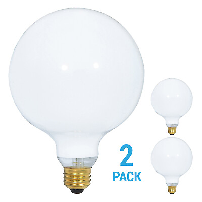 #ad 2 Pack 60G40 W Globe Light Bulbs 120V 60W G40 Medium E26 Base Dimmable White $16.96