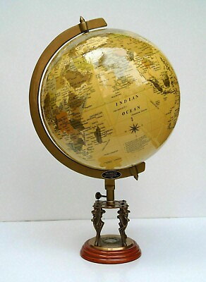 #ad Antique Globe World Map Earth Globes With Designer Lions Wooden Base COMPASS NEW $399.99