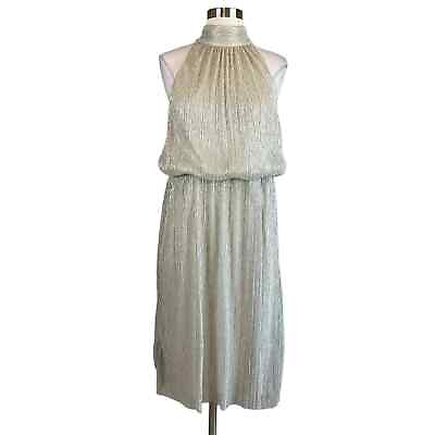 #ad Adrianna Papell Women#x27;s Cocktail Dress Size 8 Gold Sleeveless A Line Halter $69.99