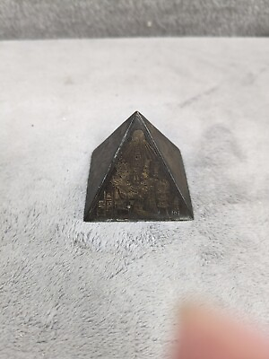 #ad Vintage Egyptian Style Brass Copper Pyramids W Etched Hieroglyphics $16.98