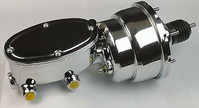 #ad 8quot; Dual Diaphragm Chrome Brake Booster amp; CHROME Oval Master Cylinder $126.05