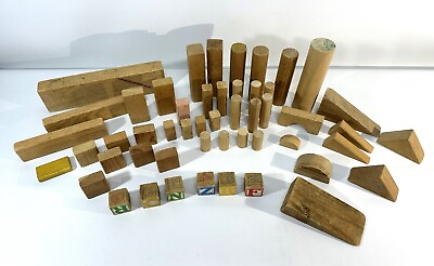#ad 52 pc Assorted Children’s Wood Wooden Blocks Various sizes $9.99