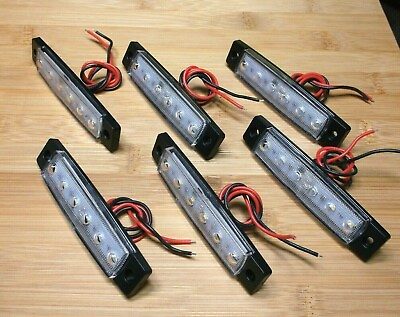 #ad 6 Large Super Bright 12 volt Waterproof Cool White LED Utility Lights $18.95