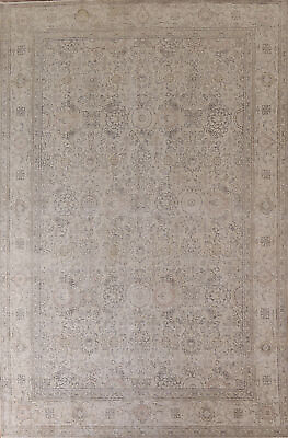 #ad Traditional Vintage Muted Beige Handmade Wool Floral Tebriz Rug Area Carpet 8x11 $2099.00