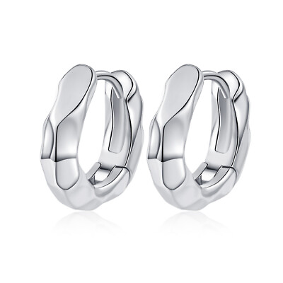 #ad Women 925 Sterling Silver Hoop Huggie Earrings Irregularity Ear Buckle Jewellery $7.14